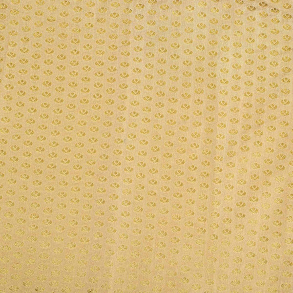 Beige Colour Gold Floral Butti Jacquard Art Silk Fabric 