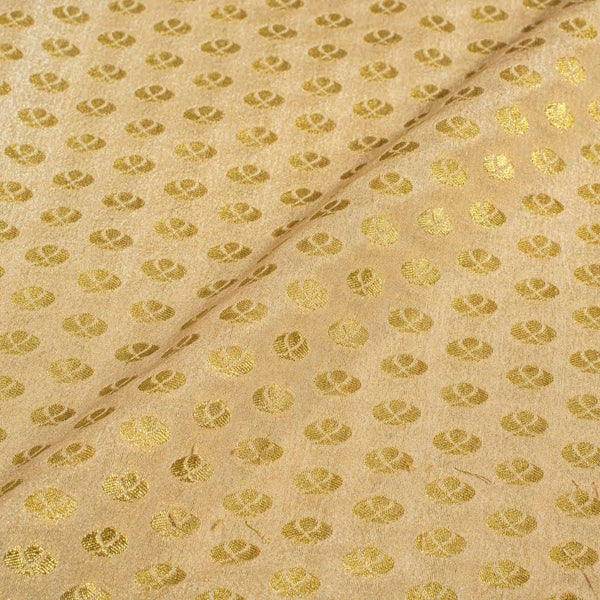 Beige Colour Gold Floral Butti Jacquard Art Silk Fabric 