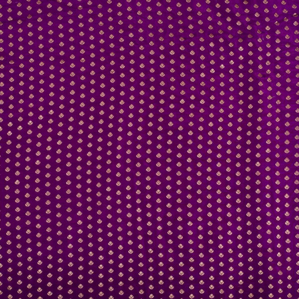 Purple Colour Gold Floral Butti Jacquard Art Silk Fabric 