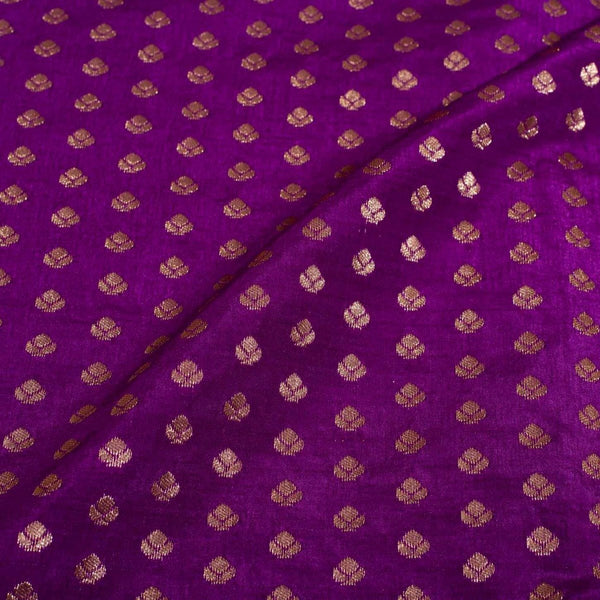 Purple Colour Gold Floral Butti Jacquard Art Silk Fabric 