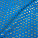 Blue Colour Gold Floral Butti Jacquard Art Silk Fabric 