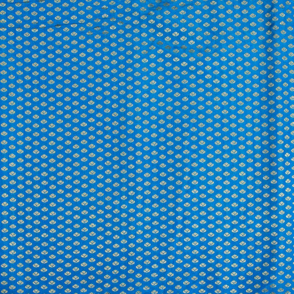 Blue Colour Gold Floral Butti Jacquard Art Silk Fabric 