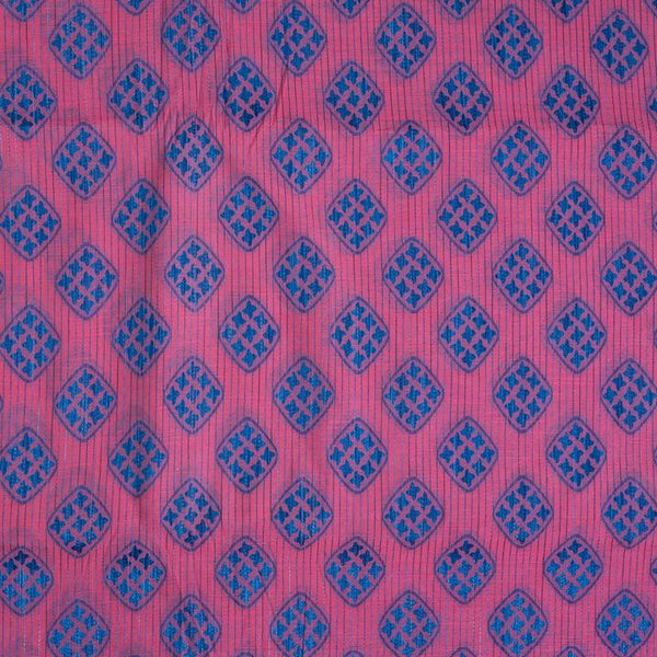 Pink Colour Geometric Print Chanderi Feel Fancy Jacquard Cotton Fabric