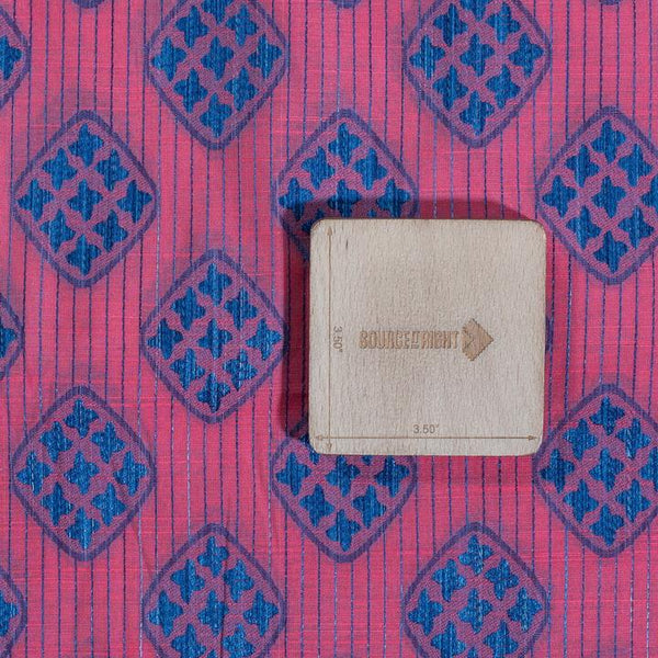 Pink Colour Geometric Print Chanderi Feel Fancy Jacquard Cotton Fabric