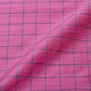 Pink Colour Rib Checks Artificial Raw Silk Fabric