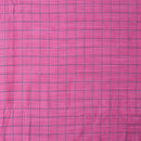 Pink Colour Rib Checks Artificial Raw Silk Fabric
