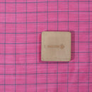 Pink Colour Rib Checks Artificial Raw Silk Fabric