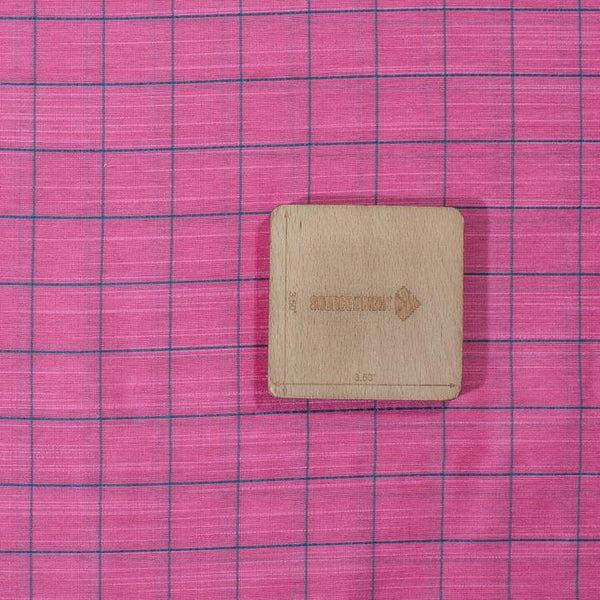 Pink Colour Rib Checks Artificial Raw Silk Fabric