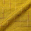 Lime Green Colour Rib Checks Artificial Raw Silk Fabric