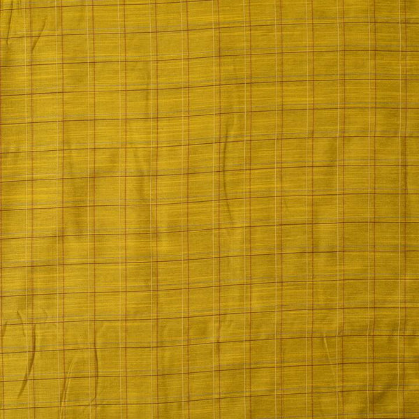 Lime Green Colour Rib Checks Artificial Raw Silk Fabric