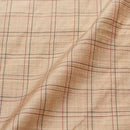 Beige Colour Rib Checks Artificial Raw Silk Fabric