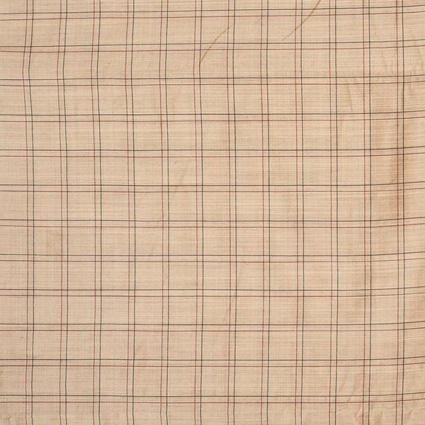 Beige Colour Rib Checks Artificial Raw Silk Fabric