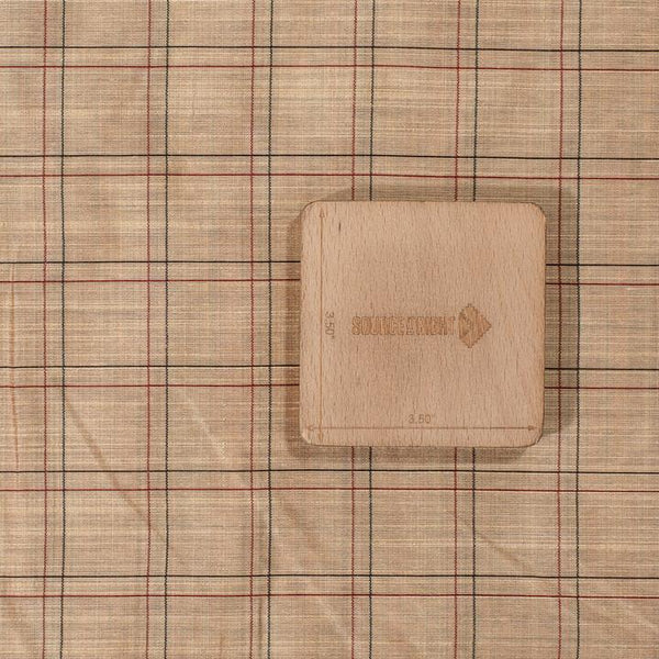 Beige Colour Rib Checks Artificial Raw Silk Fabric