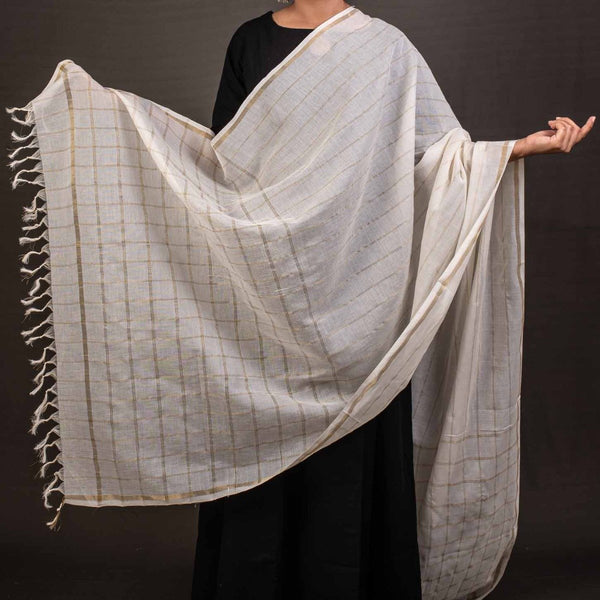 Dyeable Zari Checks Print Chanderi Feel Dupatta