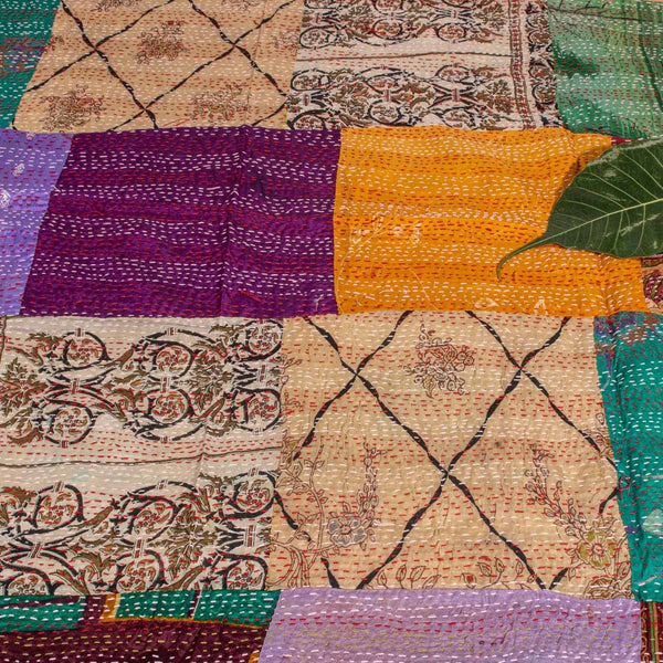 Multi Colour Kantha work Applique Cotton Fabric Dupatta