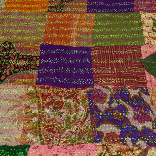Multi Colour Kantha work Applique Cotton Fabric Dupatta