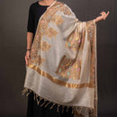 Beige Colour Floral Jaal Print With Border Chanderi Feel Dupatta