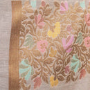 Beige Colour Floral Jaal Print With Border Chanderi Feel Dupatta