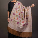 Beige Brown Colour Floral Jaal Print With Border Chanderi Feel Dupatta