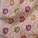 Beige Brown Colour Floral Jaal Print With Border Chanderi Feel Dupatta