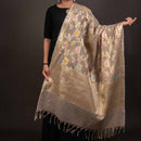 Beige Colour Floral Jaal Print Tissue Zari Dupatta