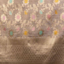 Beige Colour Floral Jaal Print Tissue Zari Dupatta