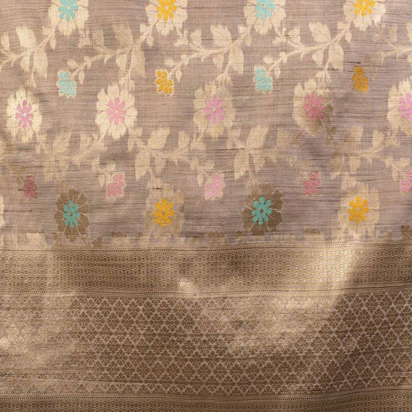 Beige Colour Floral Jaal Print Tissue Zari Dupatta