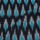 Black Colour Handloom Washed Cotton Ikat Fabric 