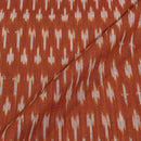 Rust Brown Colour  Handloom Washed Cotton Ikat Fabric 
