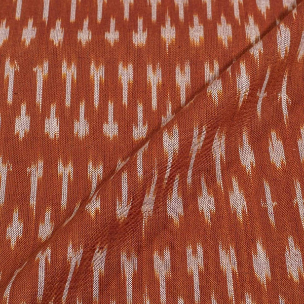 Rust Brown Colour  Handloom Washed Cotton Ikat Fabric 