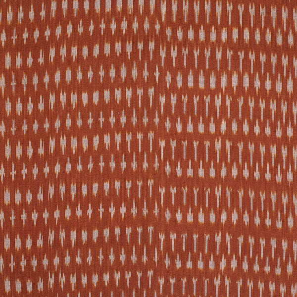 Rust Brown Colour  Handloom Washed Cotton Ikat Fabric 