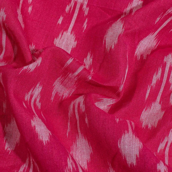Carrot Pink Colour  Mercerised Ikat Fabric