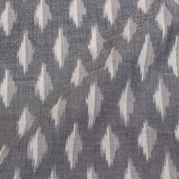Grey Colour Mercerised Ikat Fabric