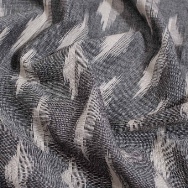 Grey Colour Mercerised Ikat Fabric