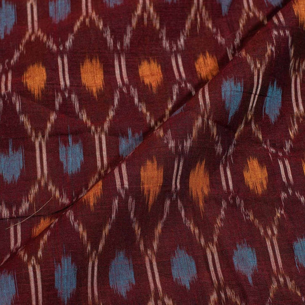 Plum Colour Mercerised Ikat Fabric