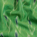 Parrot Green Colour  Mercerised Ikat Fabric