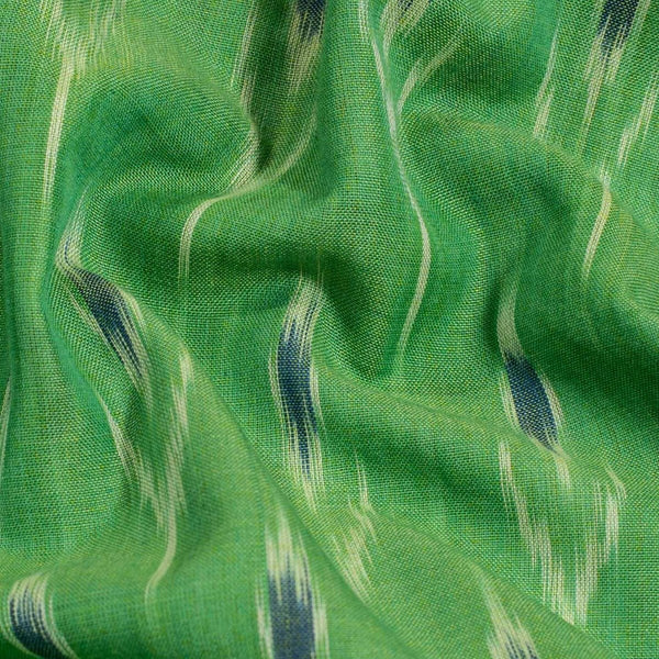 Parrot Green Colour  Mercerised Ikat Fabric
