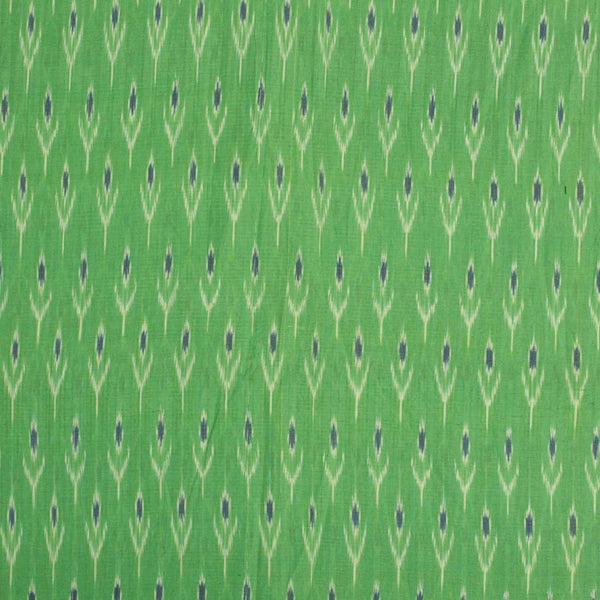 Parrot Green Colour  Mercerised Ikat Fabric