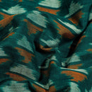 Rama Green Colour  Mercerised Ikat Fabric