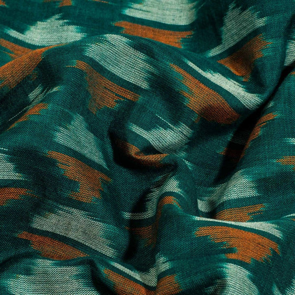 Rama Green Colour  Mercerised Ikat Fabric