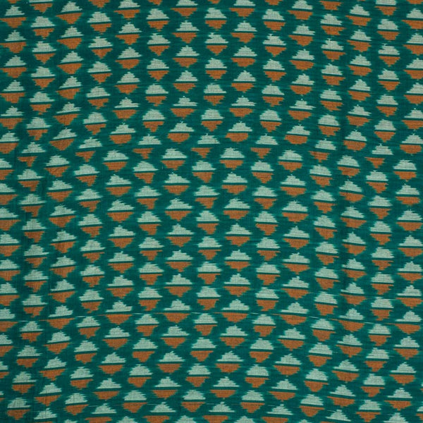 Rama Green Colour  Mercerised Ikat Fabric