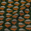 Bottle Green Colour  Mercerised Ikat Fabric