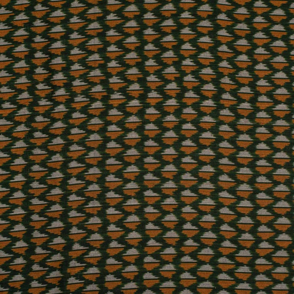 Bottle Green Colour  Mercerised Ikat Fabric