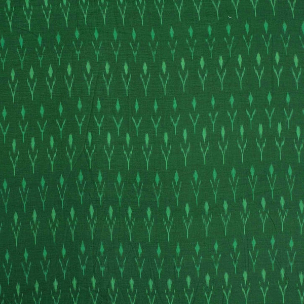 Forest Green Colour Mercerised Ikat Fabric