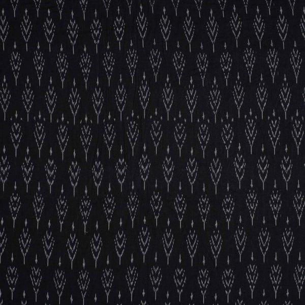 Black Colour Mercerised Ikat Fabric