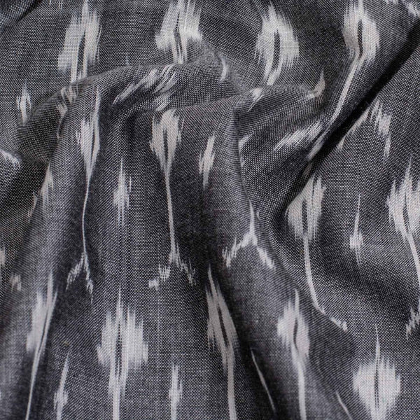 Steel Grey Colour Mercerised Ikat Fabric