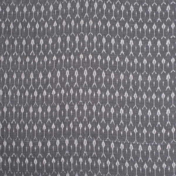 Steel Grey Colour Mercerised Ikat Fabric