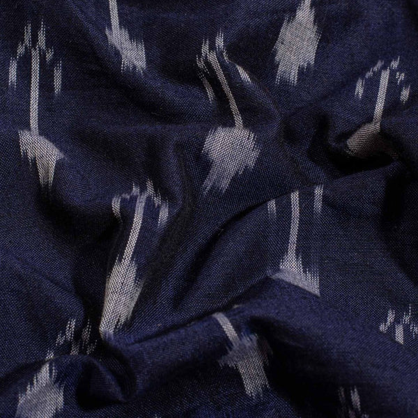 Midnight Blue Colour  Mercerised Ikat Fabric