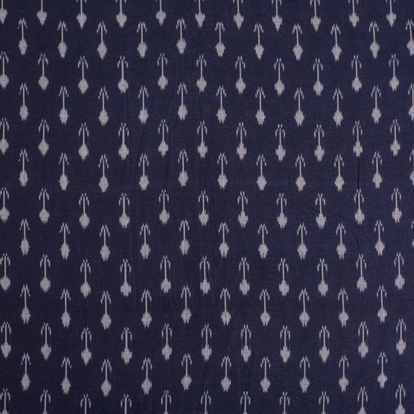 Midnight Blue Colour  Mercerised Ikat Fabric