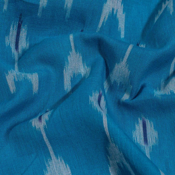 Ocean Blue Colour  Mercerised Ikat Fabric